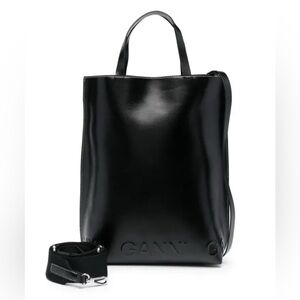 Ganni Black Banner Tote Bag